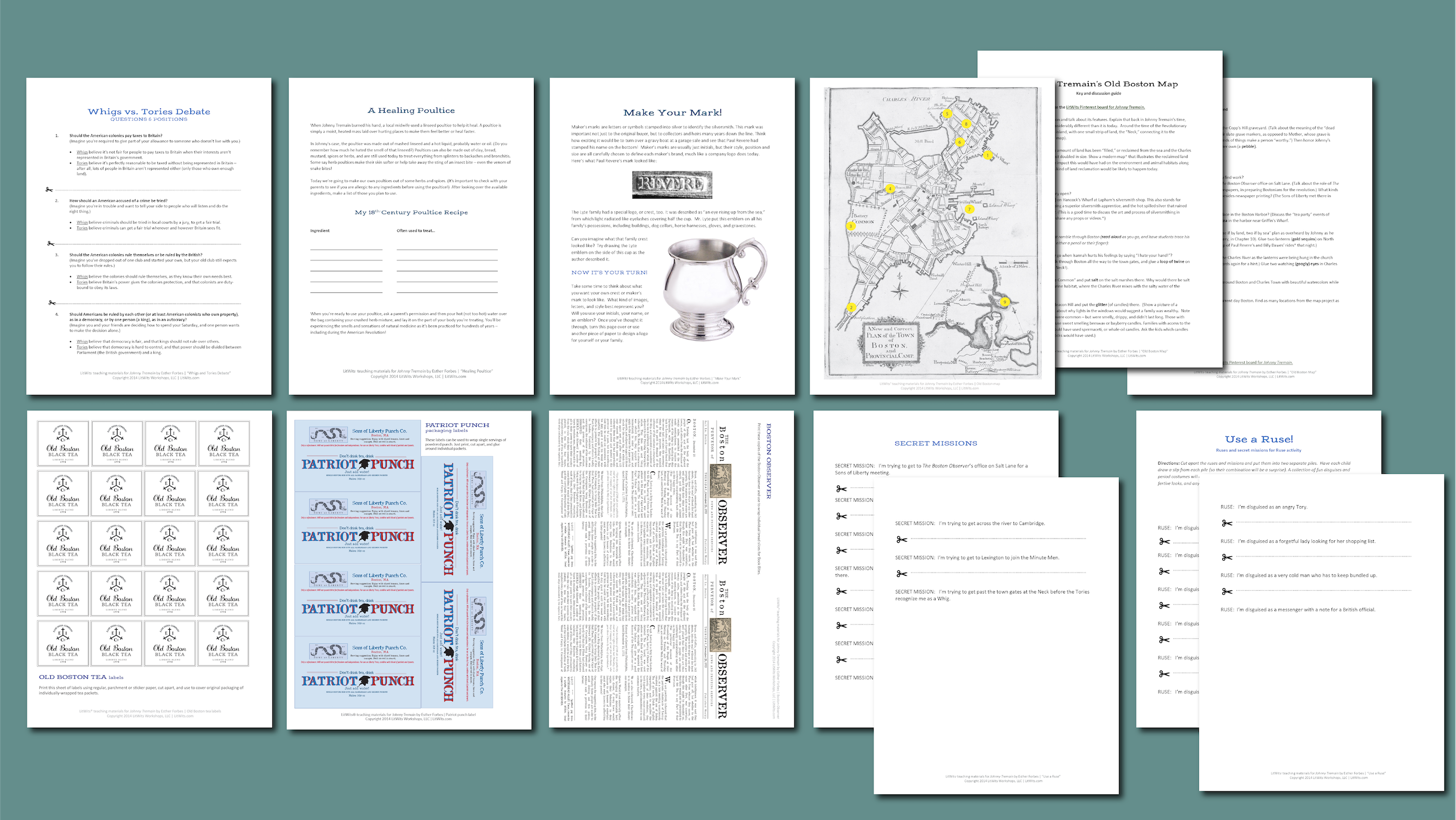 LitWits Printables for JOHNNY TREMAIN